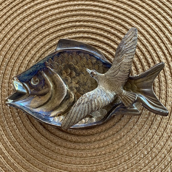 Very Rare Brass Fish and Bird Change Plate Made in England - Picture 1 of 4